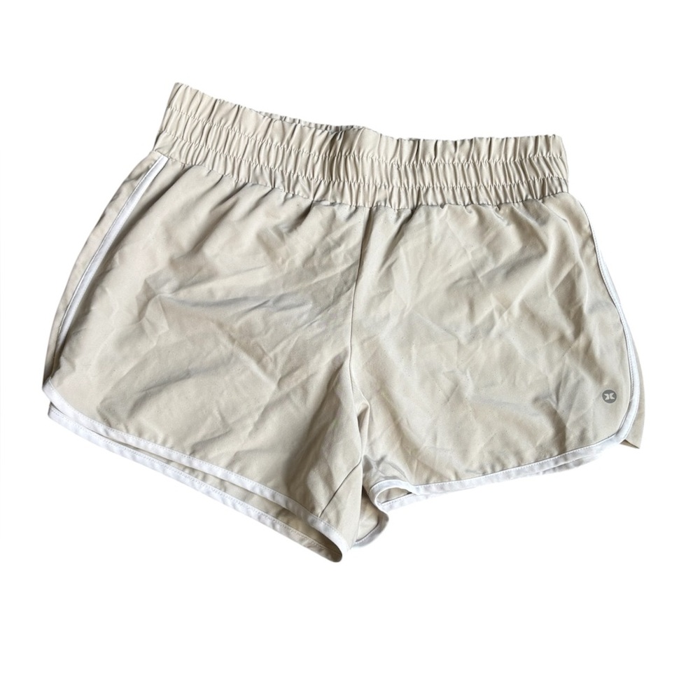 Reebok Light Beige Women's Athletic Shorts with White Trim